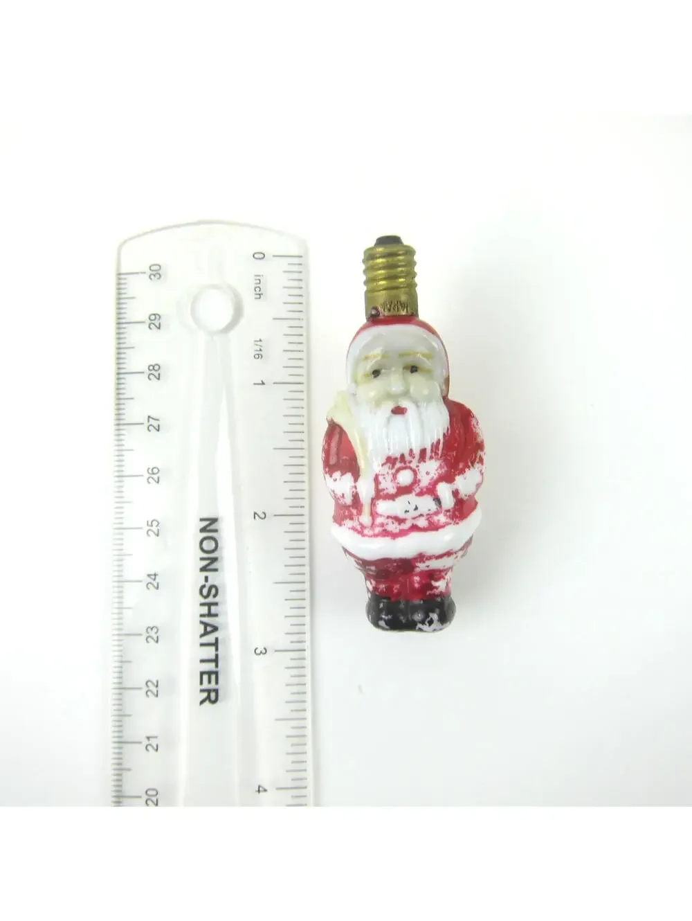 Vintage Santa Claus Milk Glass Light Bulb C6 Christmas Figural Toy Sack Japan